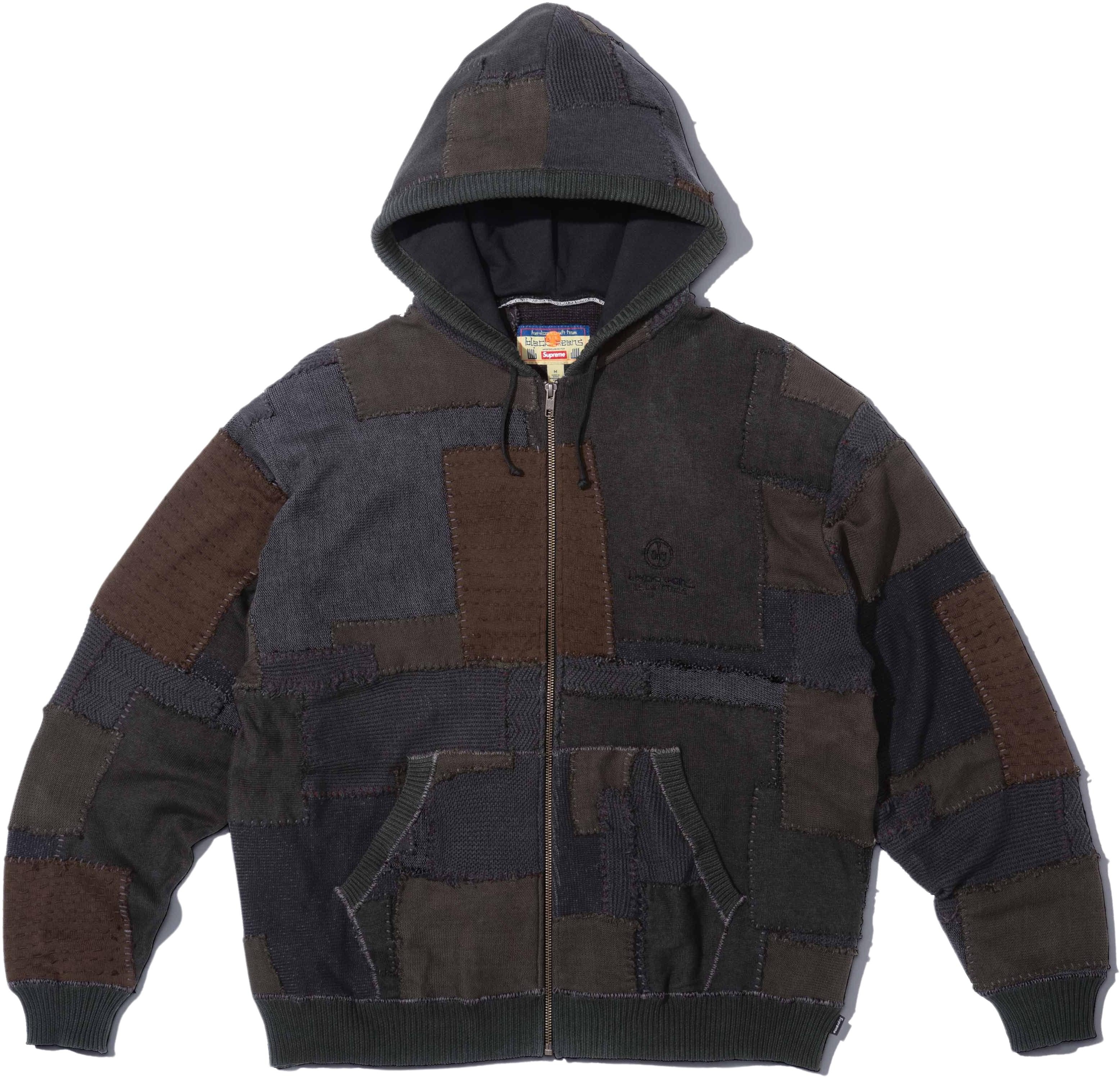 Supreme®/blackmeans Patchwork Zip Up Hooded Sweater view 3